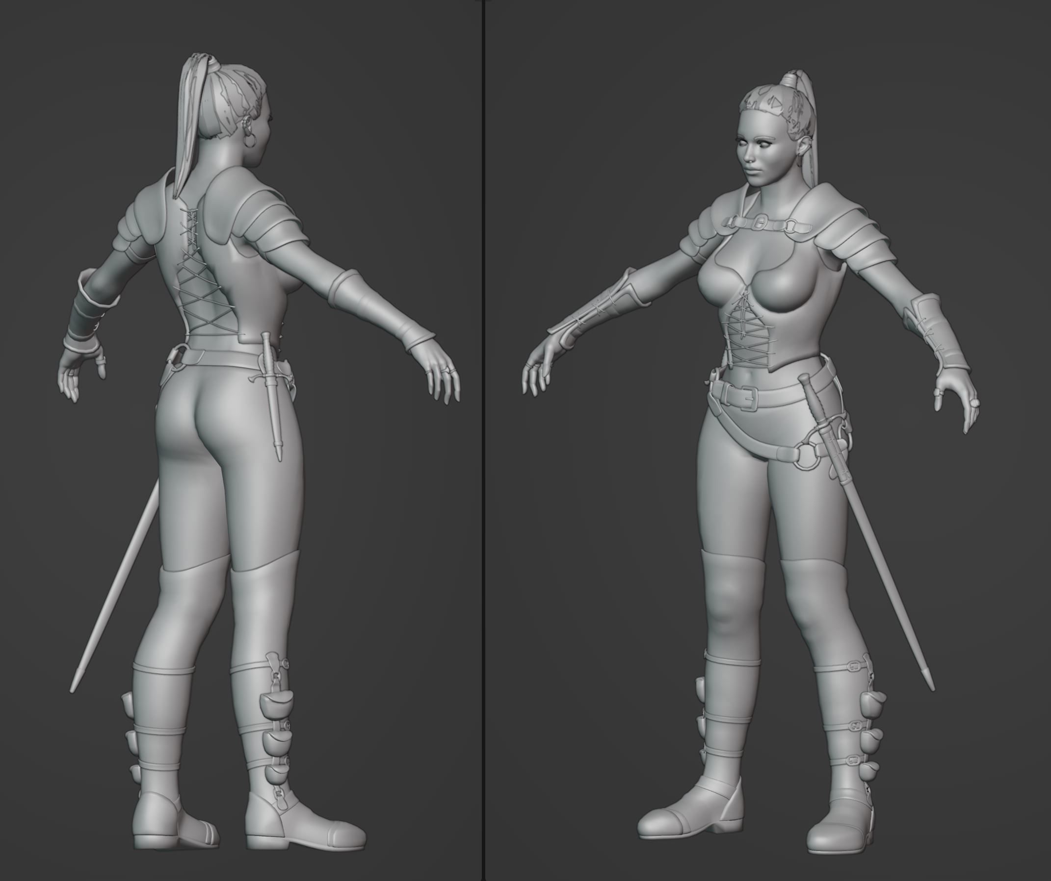 caracter woman ranger low-poly 3d model Low-poly 3D model_7