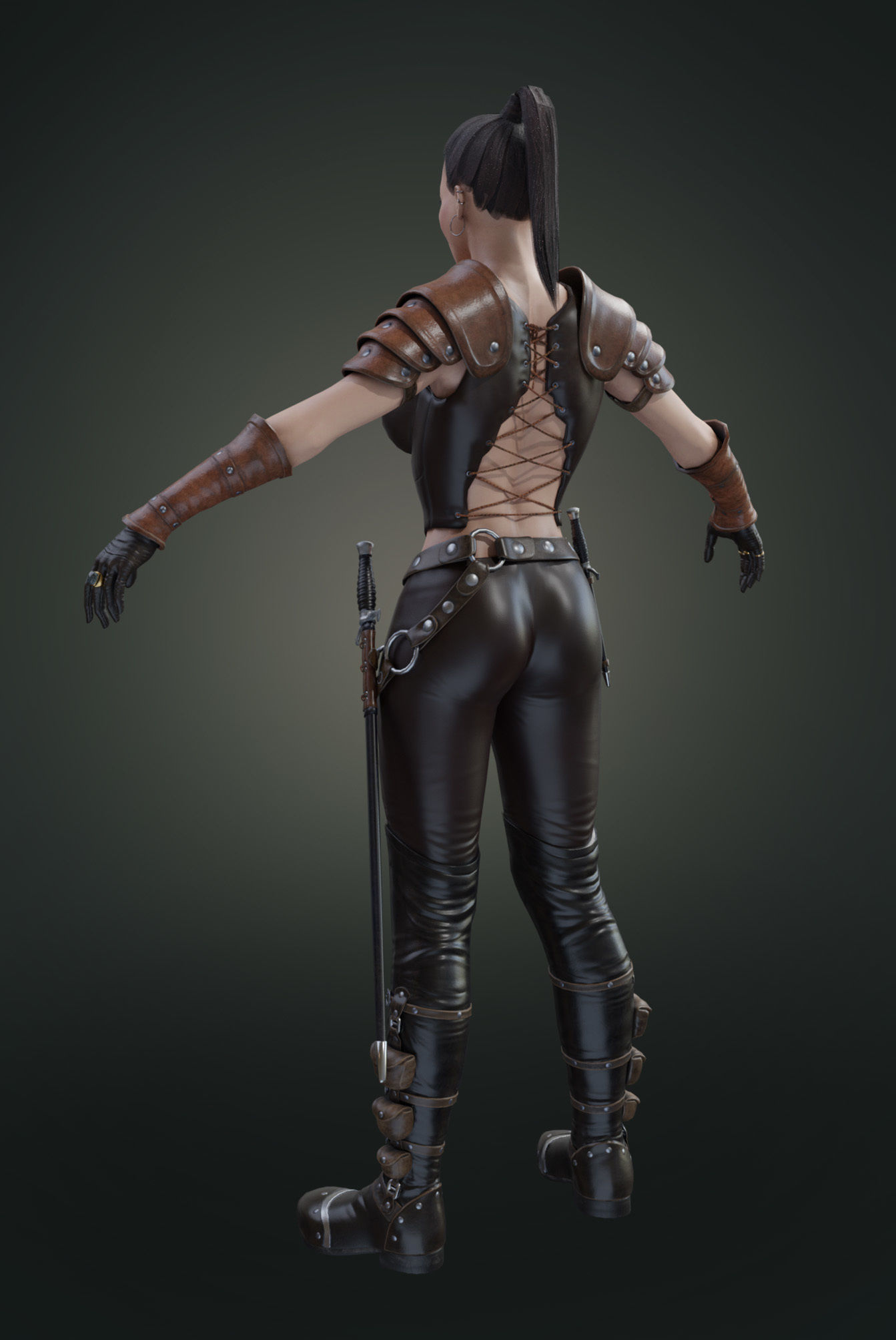 caracter woman ranger low-poly 3d model Low-poly 3D model_1