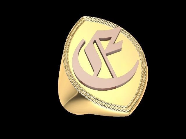 e alphabet designer ring stl verified  3D print model_9
