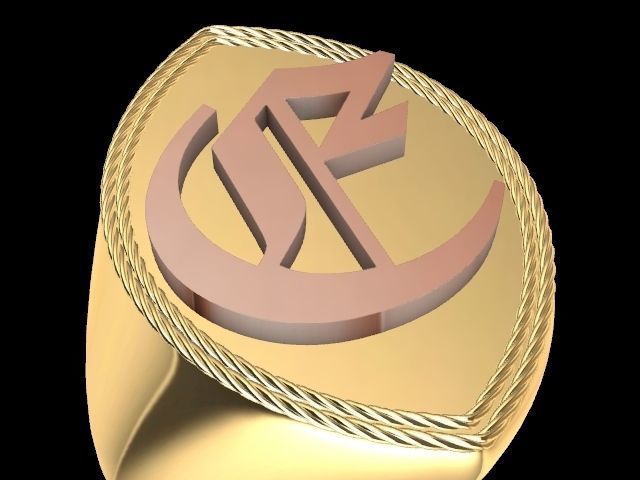 e alphabet designer ring stl verified  3D print model_12