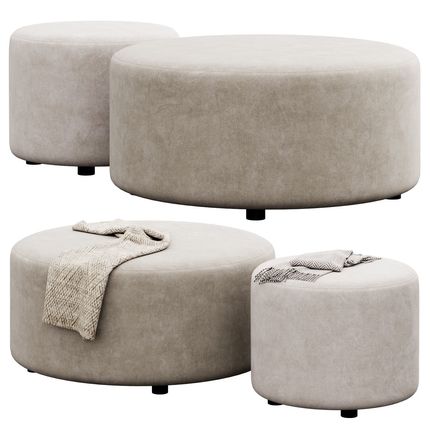 Block Party Round Ottoman by Poppin 3D model_1