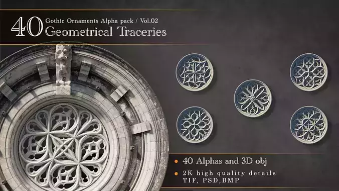 Gothic Ornaments VOL02 40 Geometrical Tracery 3D model