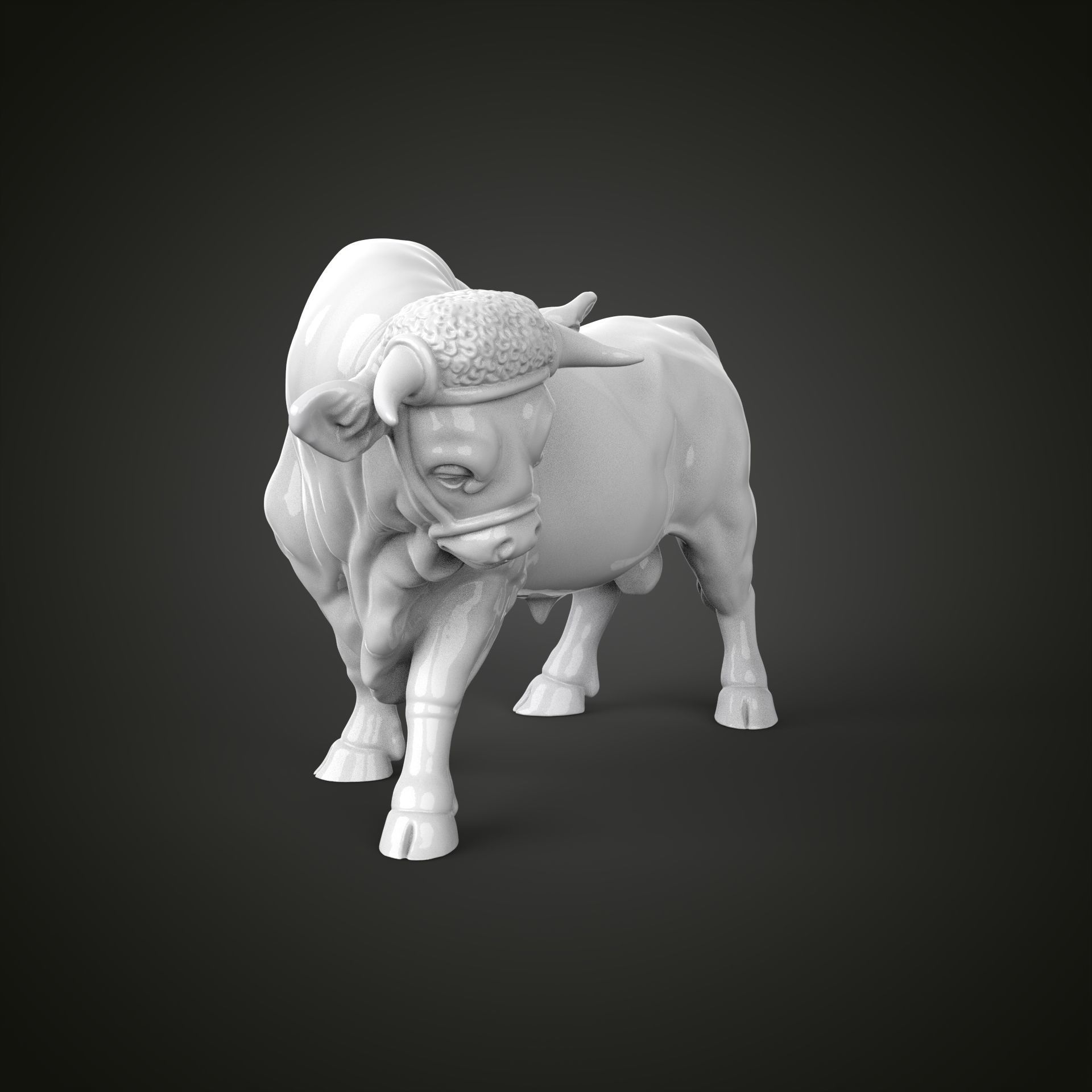 Bull sculpture 3D print model_9