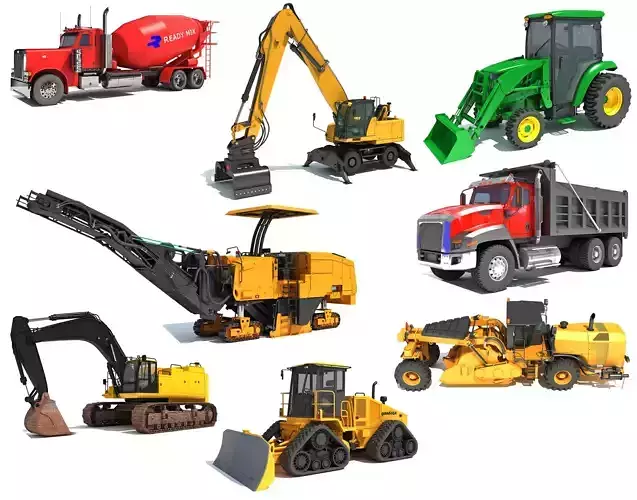 Heavy Construction Machinery 3D Model Collection