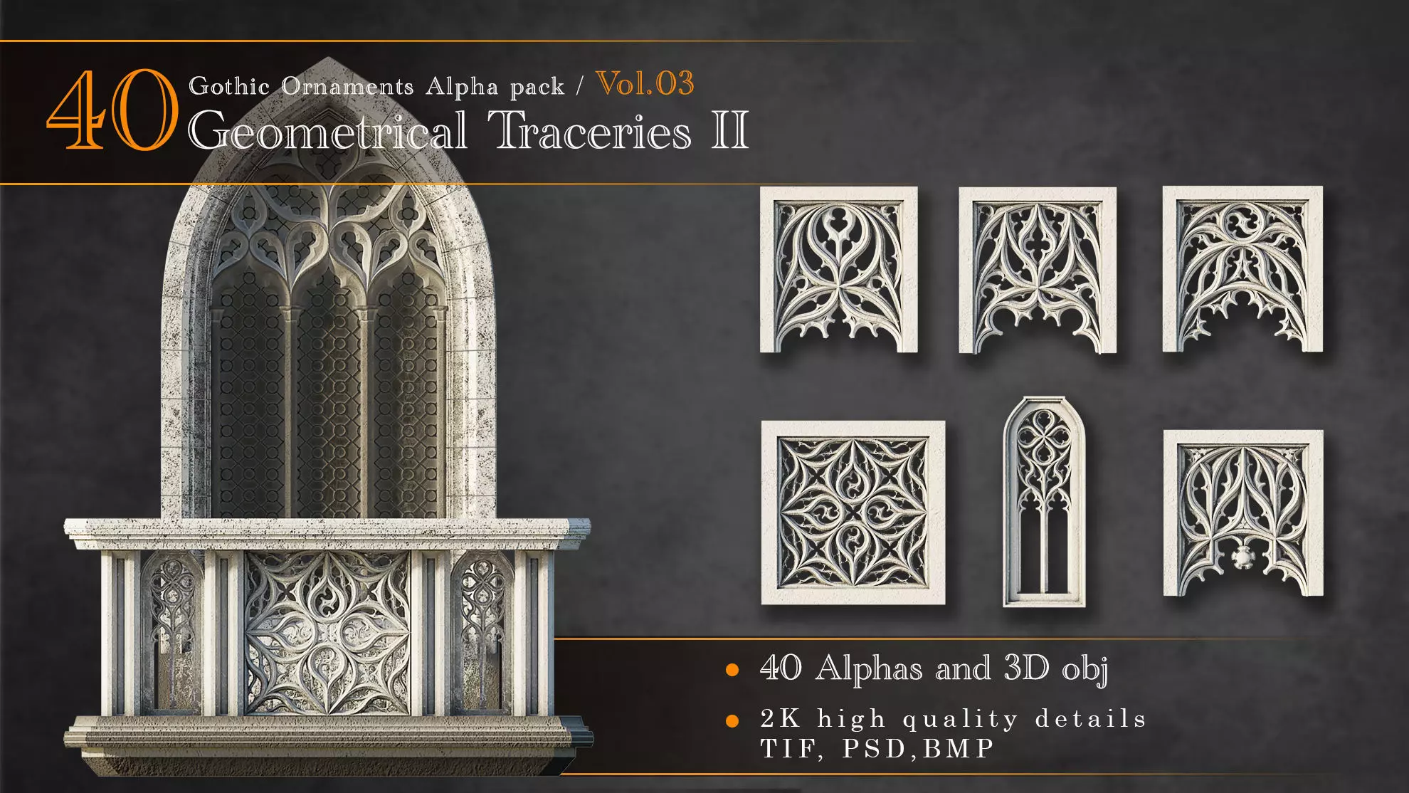 Gothic Ornaments Vol 03  40 Geometrical Tracery II  3D model_0