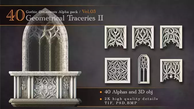 Gothic Ornaments Vol 03  40 Geometrical Tracery II  3D model