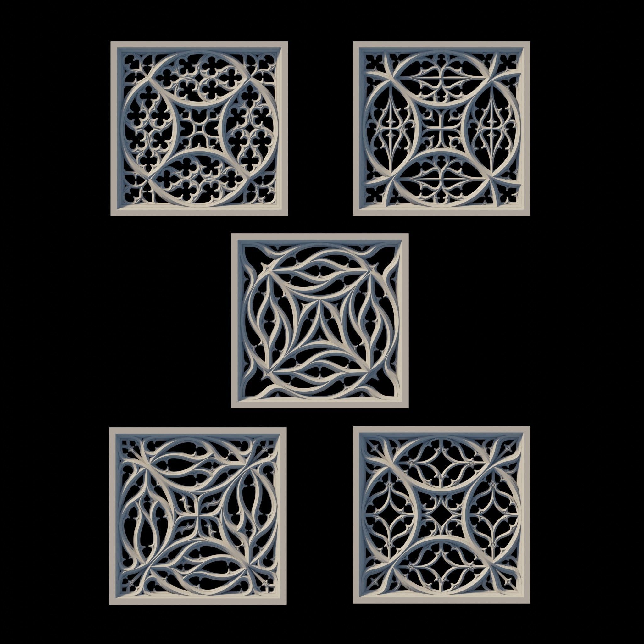 Gothic Ornaments Vol 03  40 Geometrical Tracery II  3D model_4