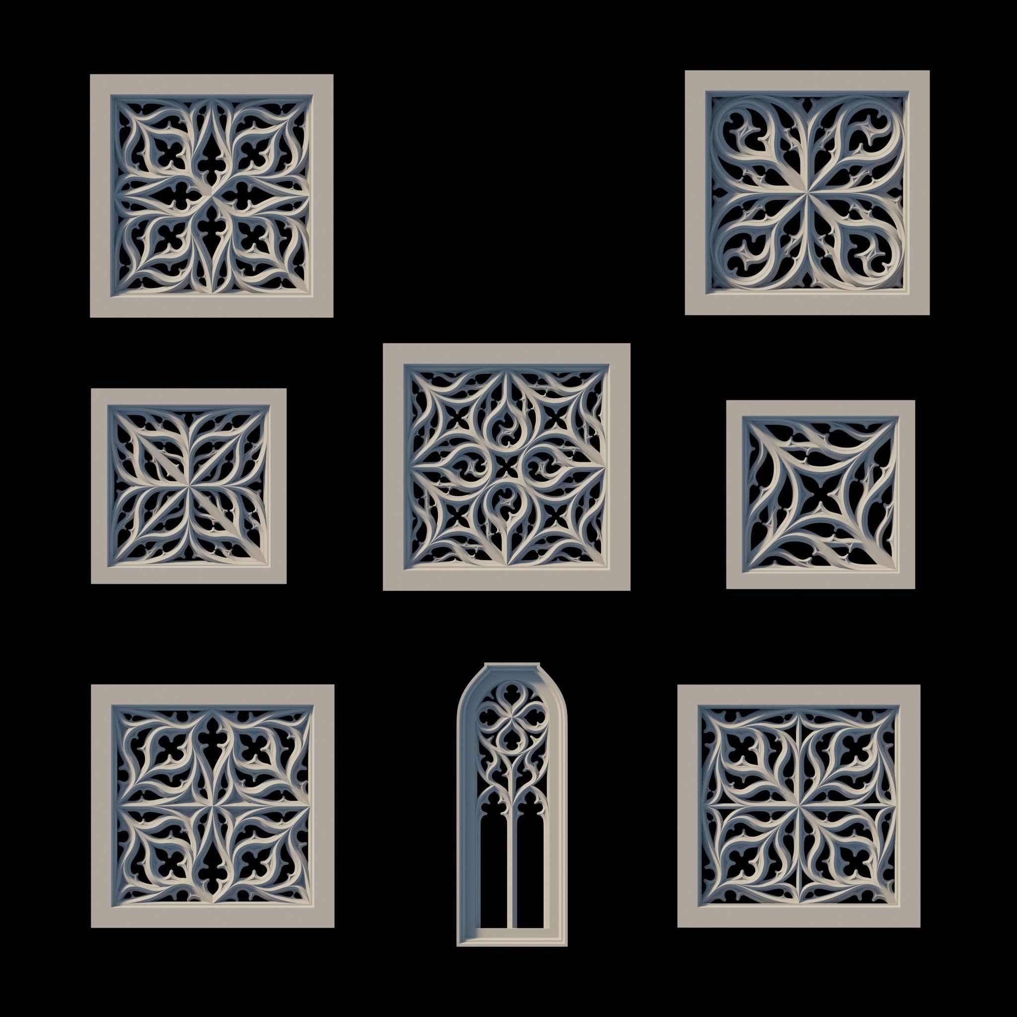Gothic Ornaments Vol 03  40 Geometrical Tracery II  3D model_8