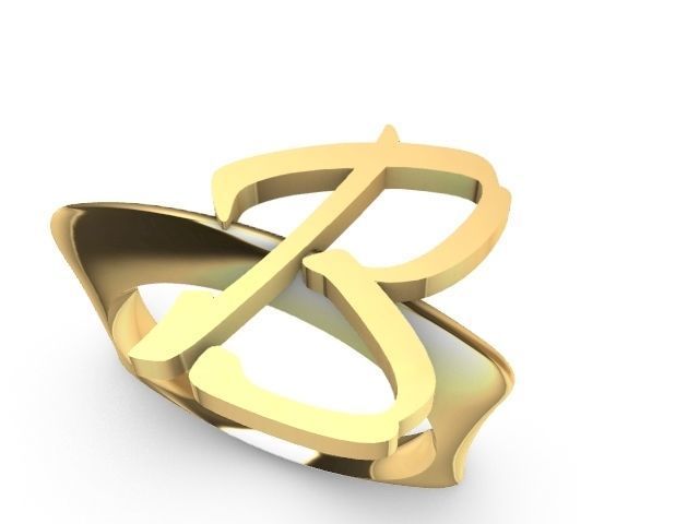 b Alphabet ring stl verified  3D print model_5