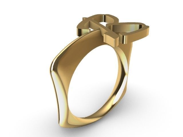 b Alphabet ring stl verified  3D print model_2