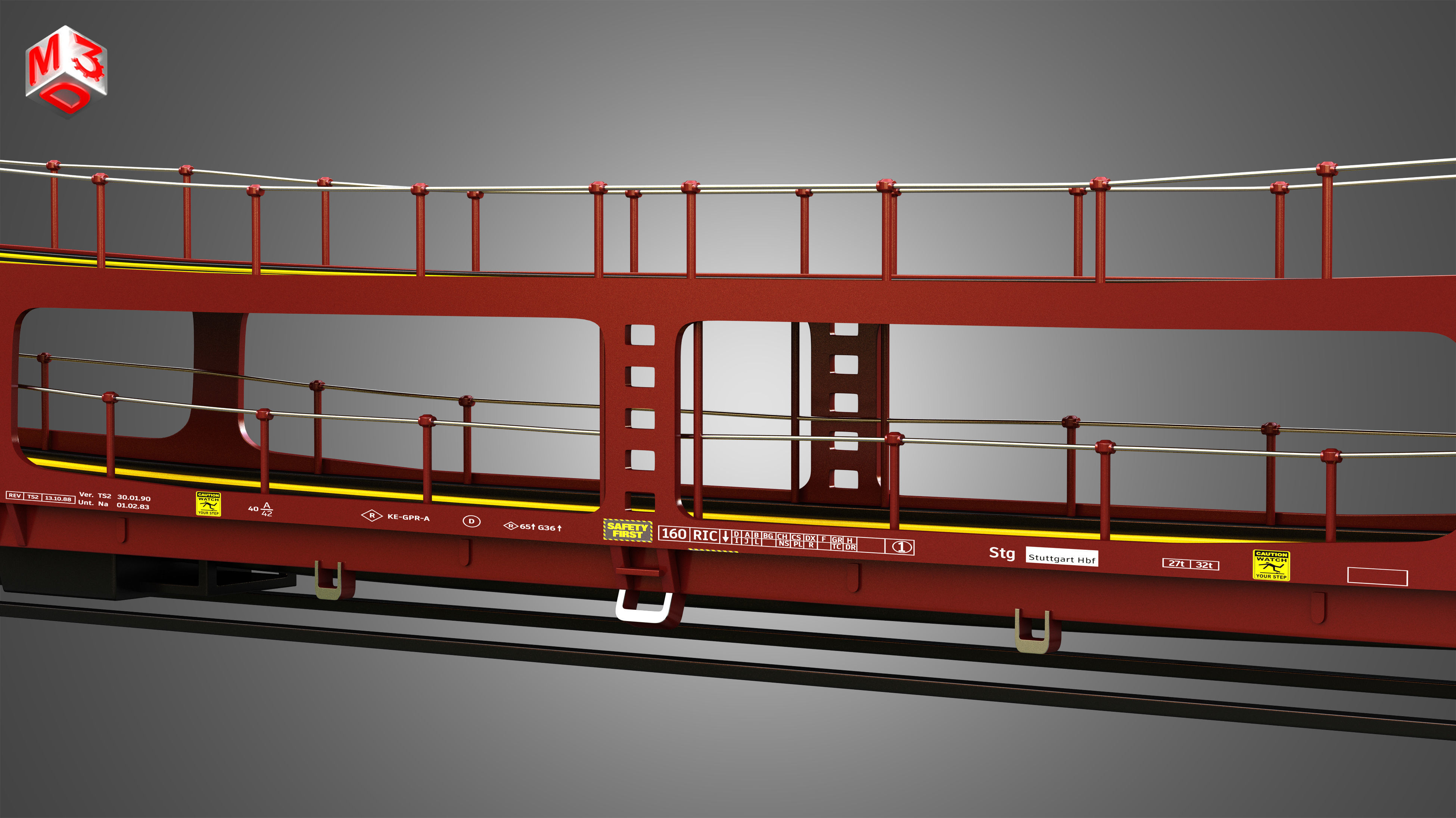 Car Carrier Wagon 3D model_10