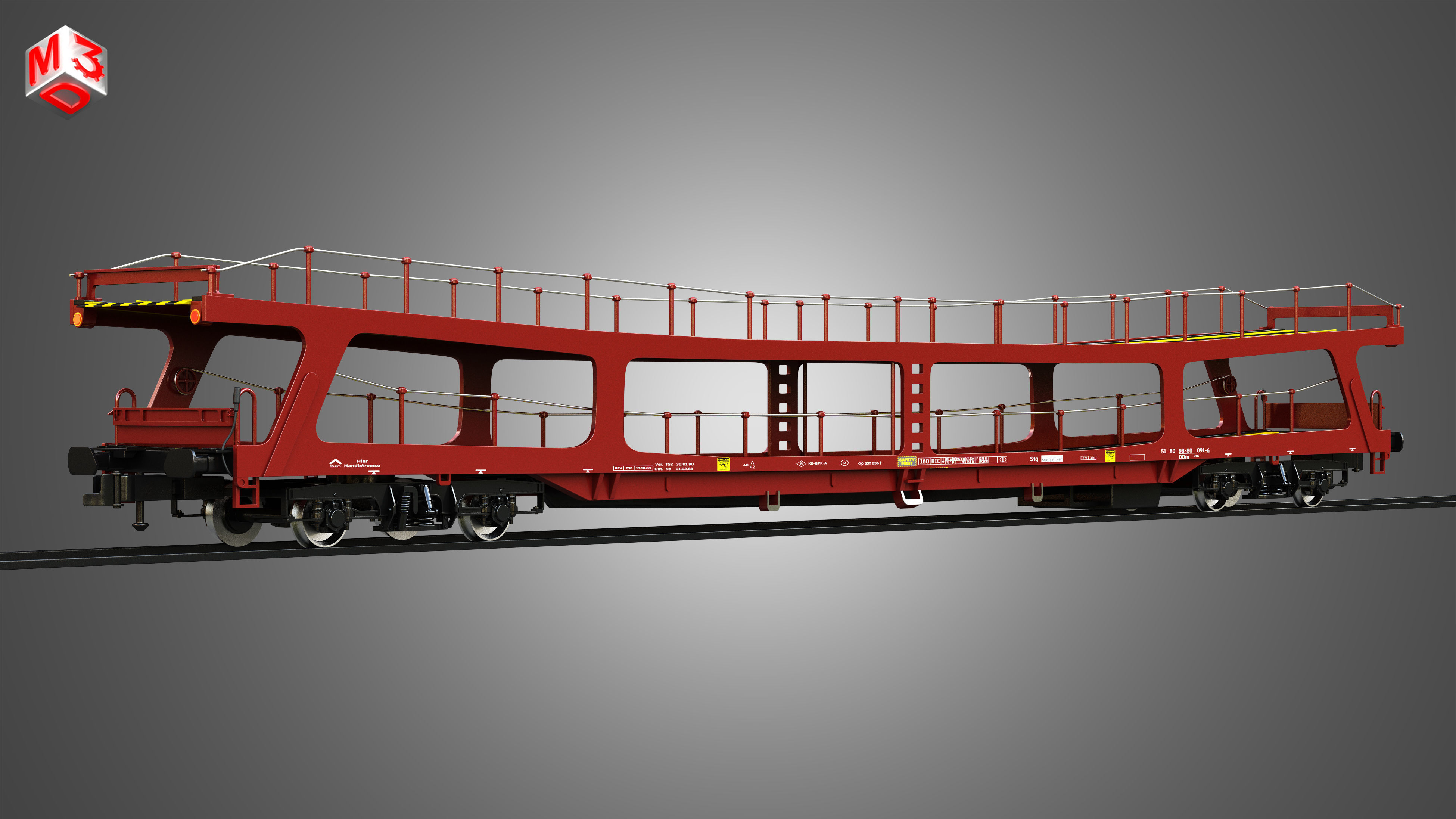 Car Carrier Wagon 3D model_1
