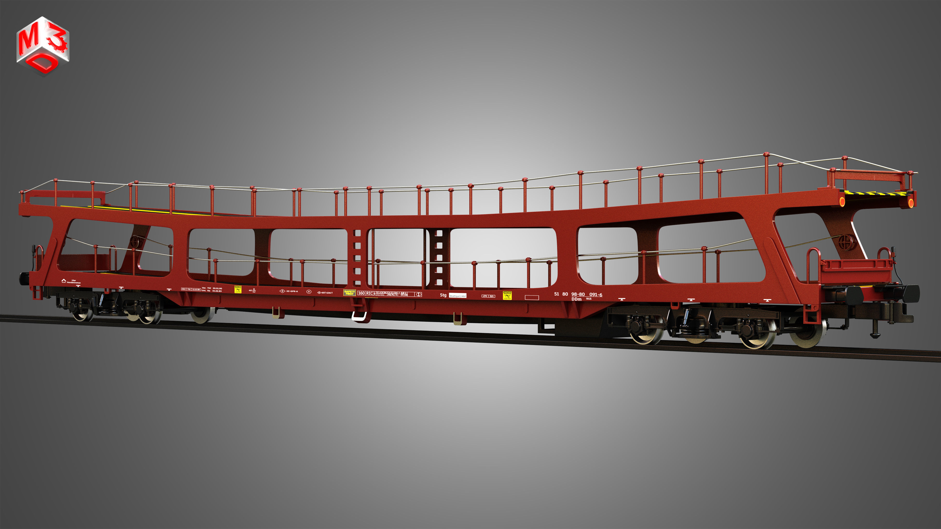 Car Carrier Wagon 3D model_2