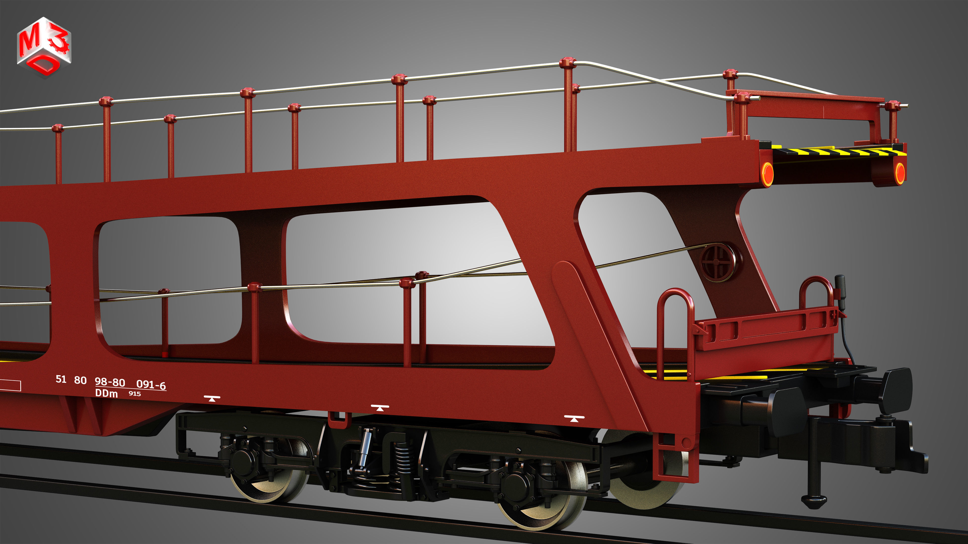 Car Carrier Wagon 3D model_12