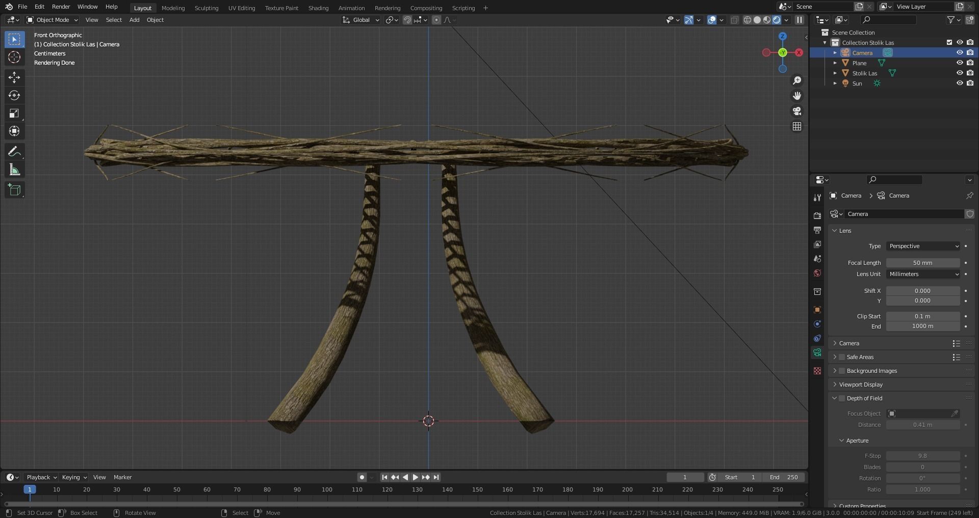 Forest - Wooden Circle Small Table Low-poly 3D model_4