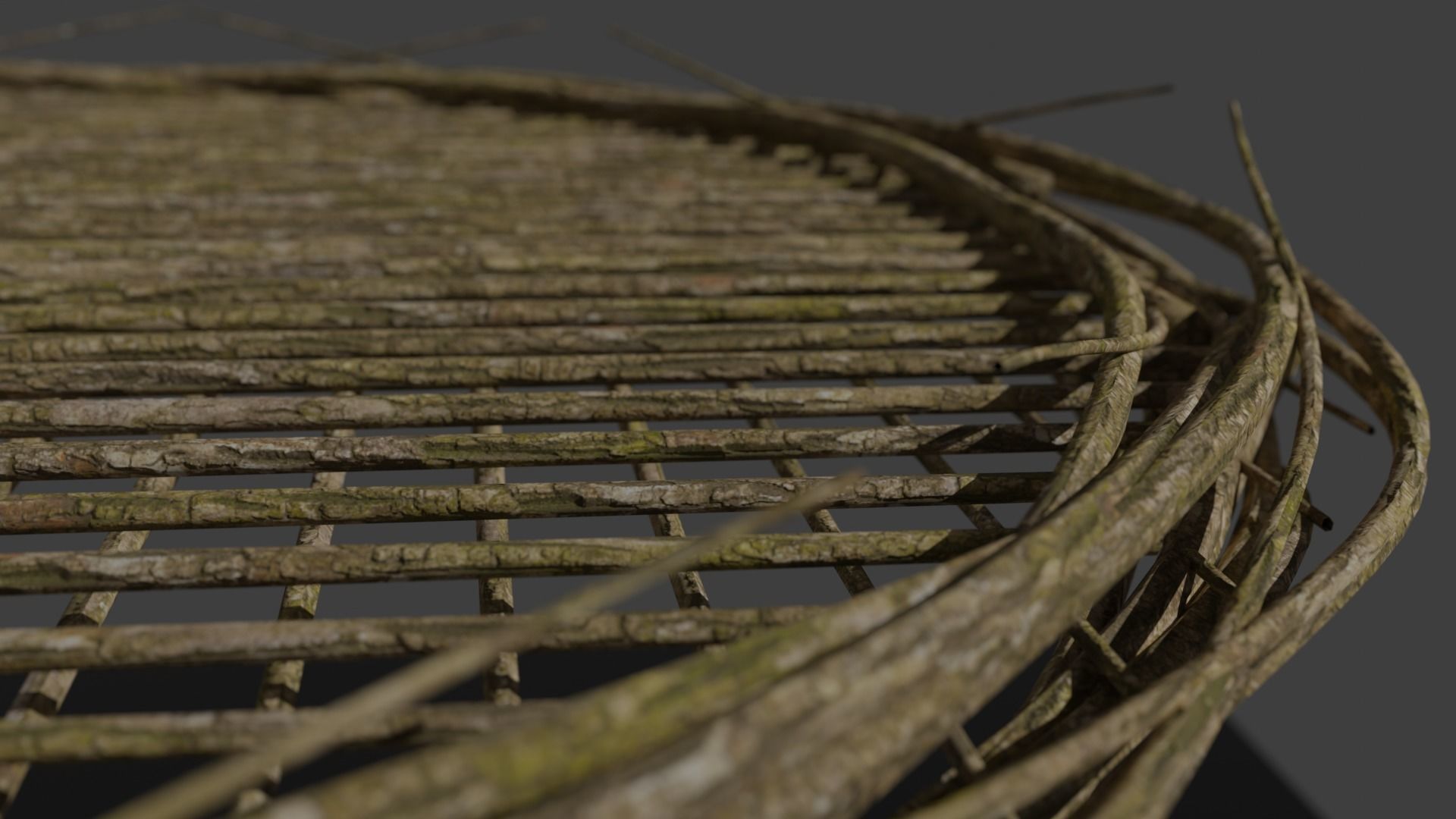 Forest - Wooden Circle Small Table Low-poly 3D model_1