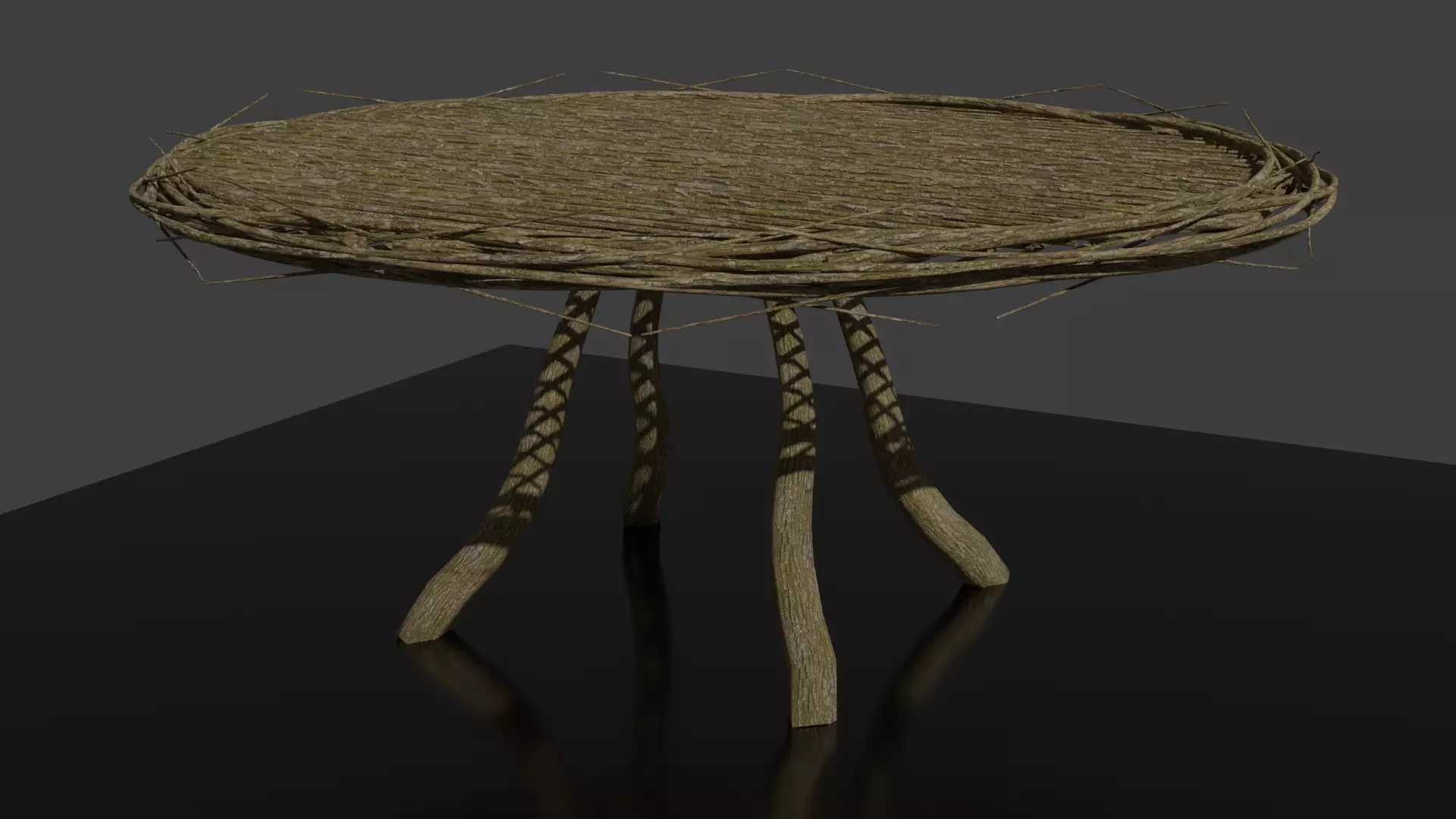 Forest - Wooden Circle Small Table Low-poly 3D model_0