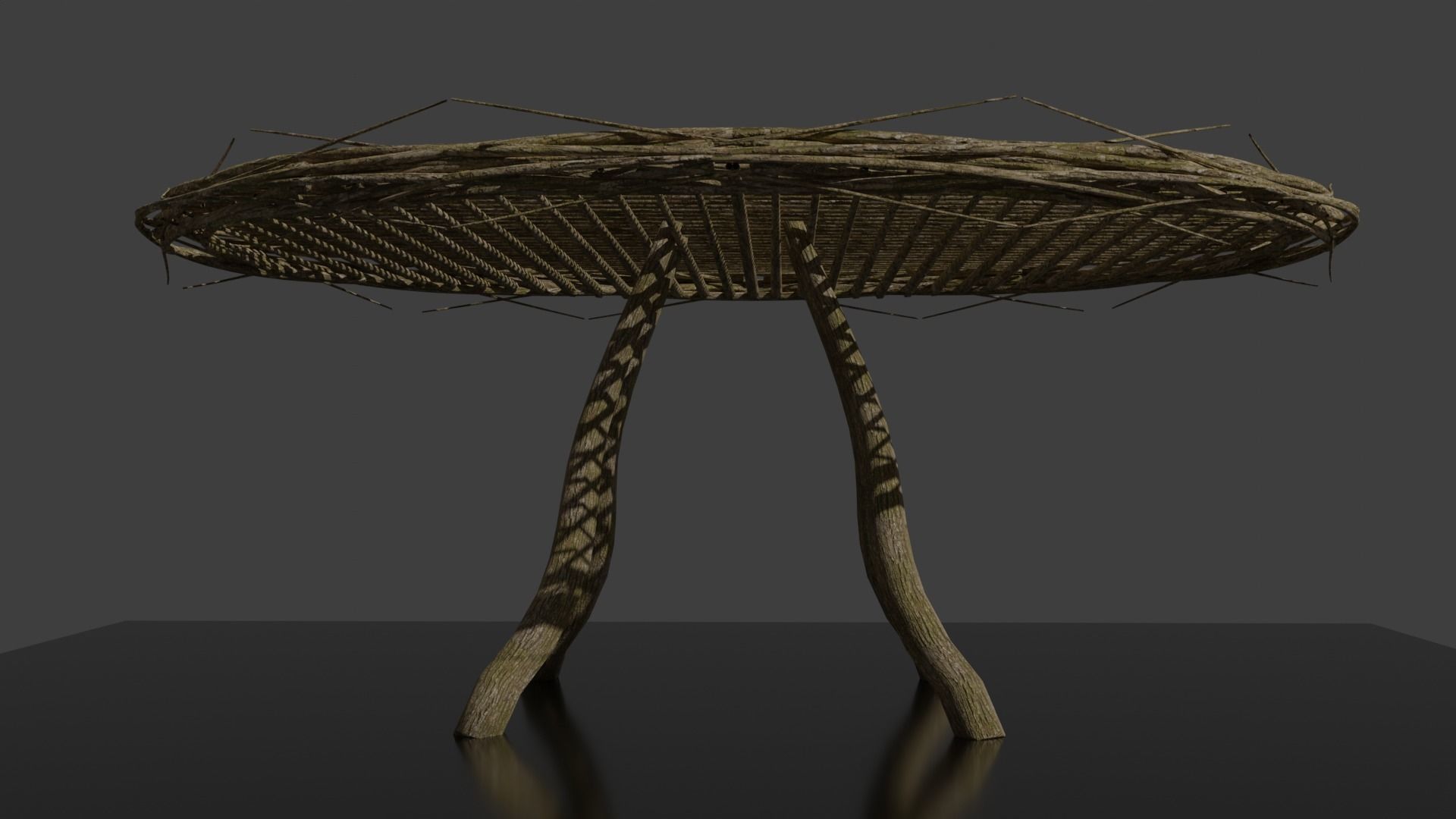 Forest - Wooden Circle Small Table Low-poly 3D model_2