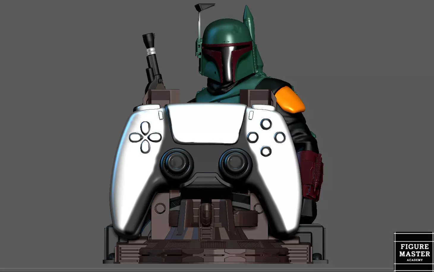 BOBA FETT PS5 PS4 CONTROLLER HOLDER MODEL STARWARS DISNEY 3D print model_0