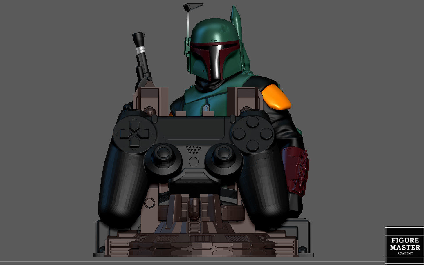 BOBA FETT PS5 PS4 CONTROLLER HOLDER MODEL STARWARS DISNEY 3D print model_1