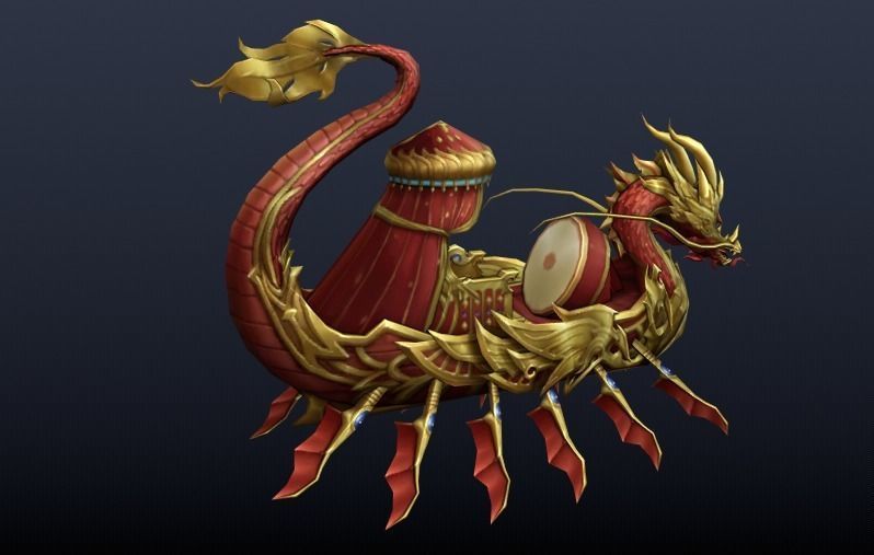 Chinese Dragon Boat Low-poly 3D model_1