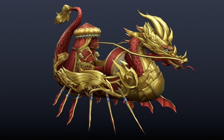 Chinese Dragon Boat Low-poly 3D model_5