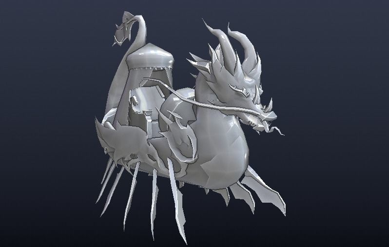 Chinese Dragon Boat Low-poly 3D model_8