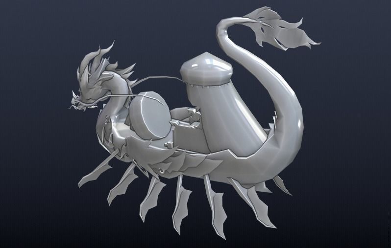 Chinese Dragon Boat Low-poly 3D model_9