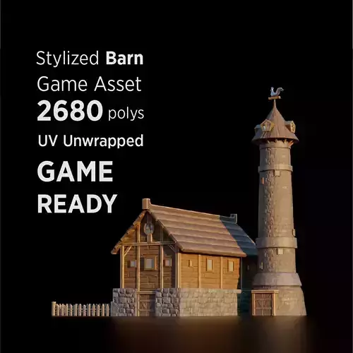 Stylized Barn Game Ready Asset Low-poly 3D model