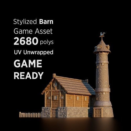Stylized Barn Game Ready Asset Low-poly 3D model