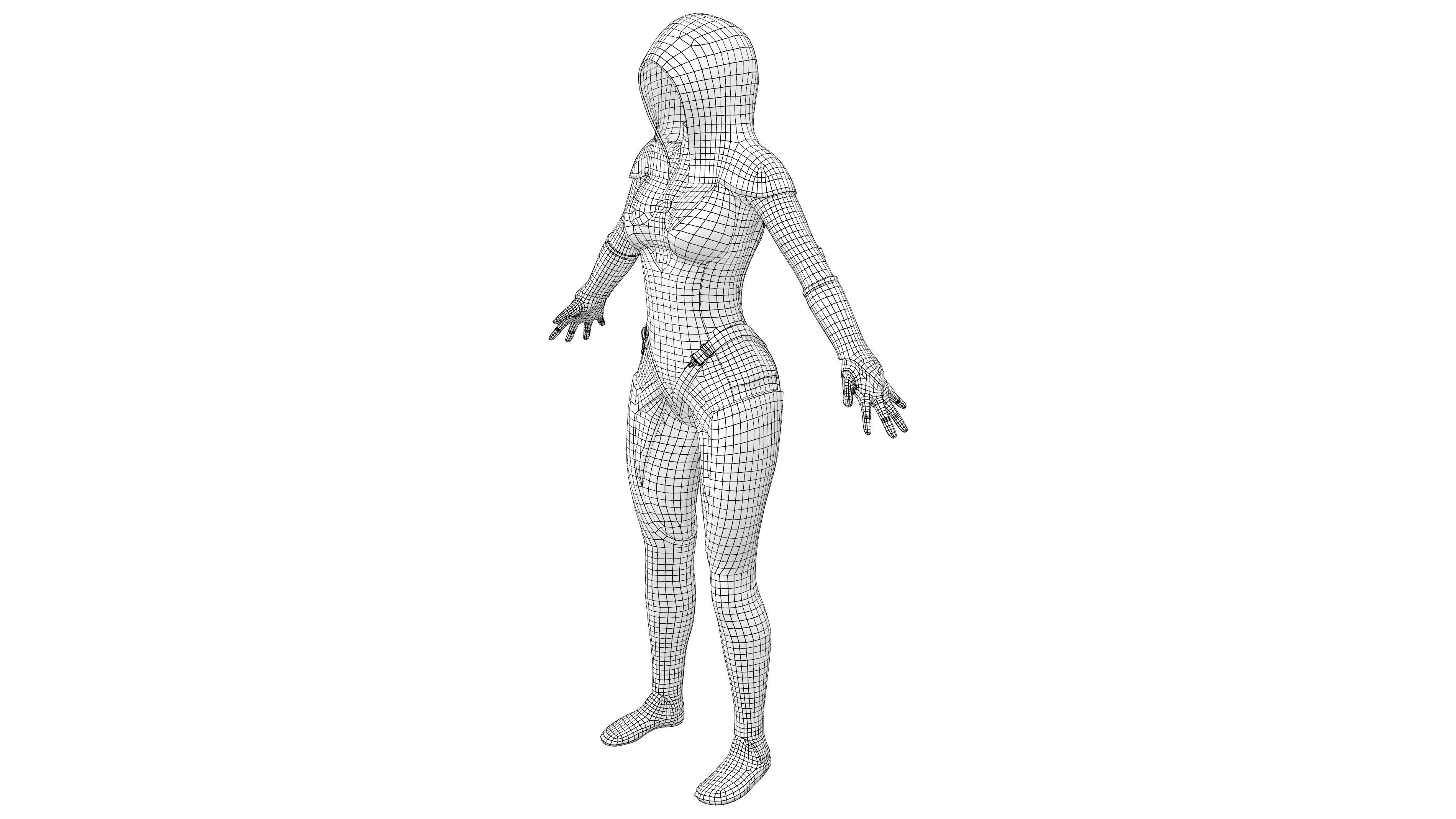 Hooded Full Body Dark Suit Dystopian Future Costume Low-poly 3D model_8