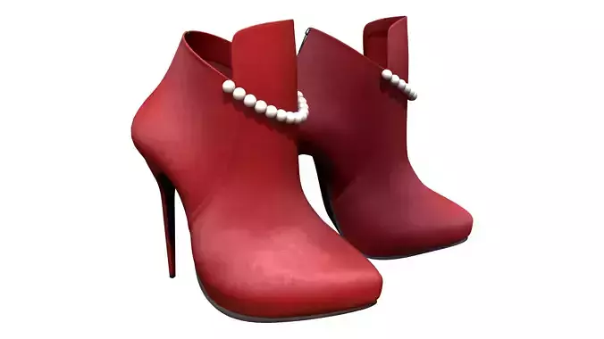 Pu Leather Ankle Boots With Pearls