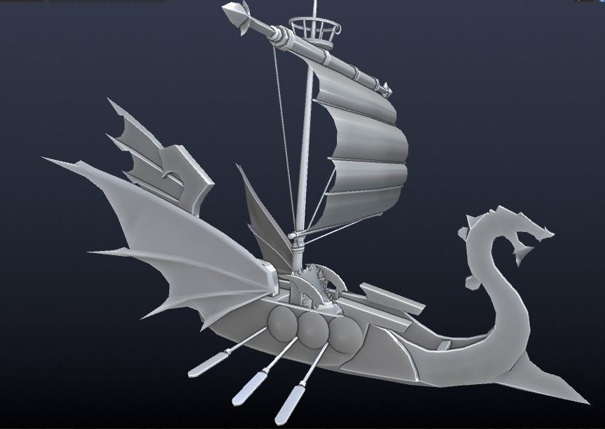 Pirate Boat Low-poly 3D model_7