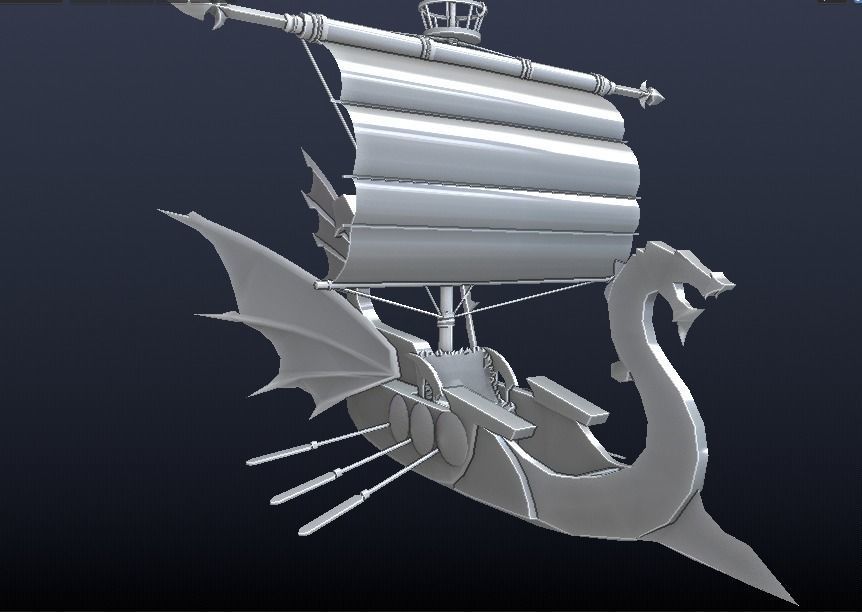 Pirate Boat Low-poly 3D model_14
