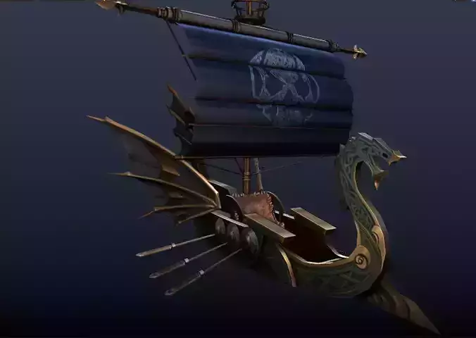 Pirate Boat Low-poly 3D model