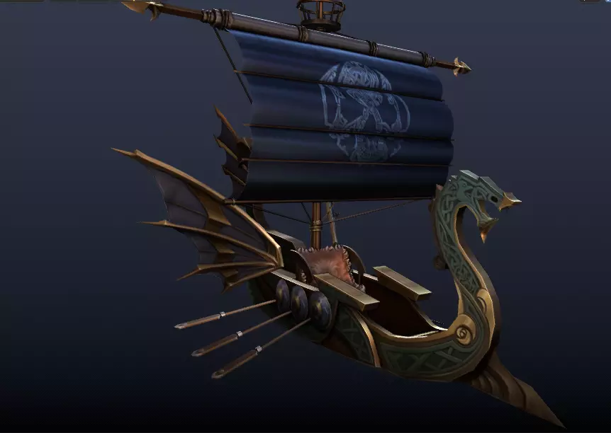 Pirate Boat Low-poly 3D model_0