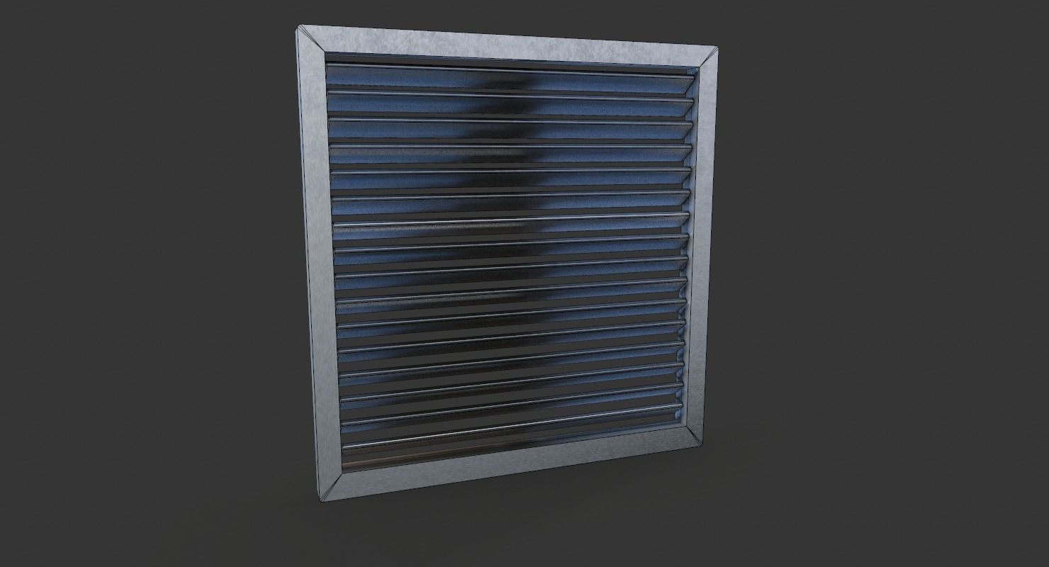Aluminium Outdoor Exhaust Air Vent Low-poly 3D model_14