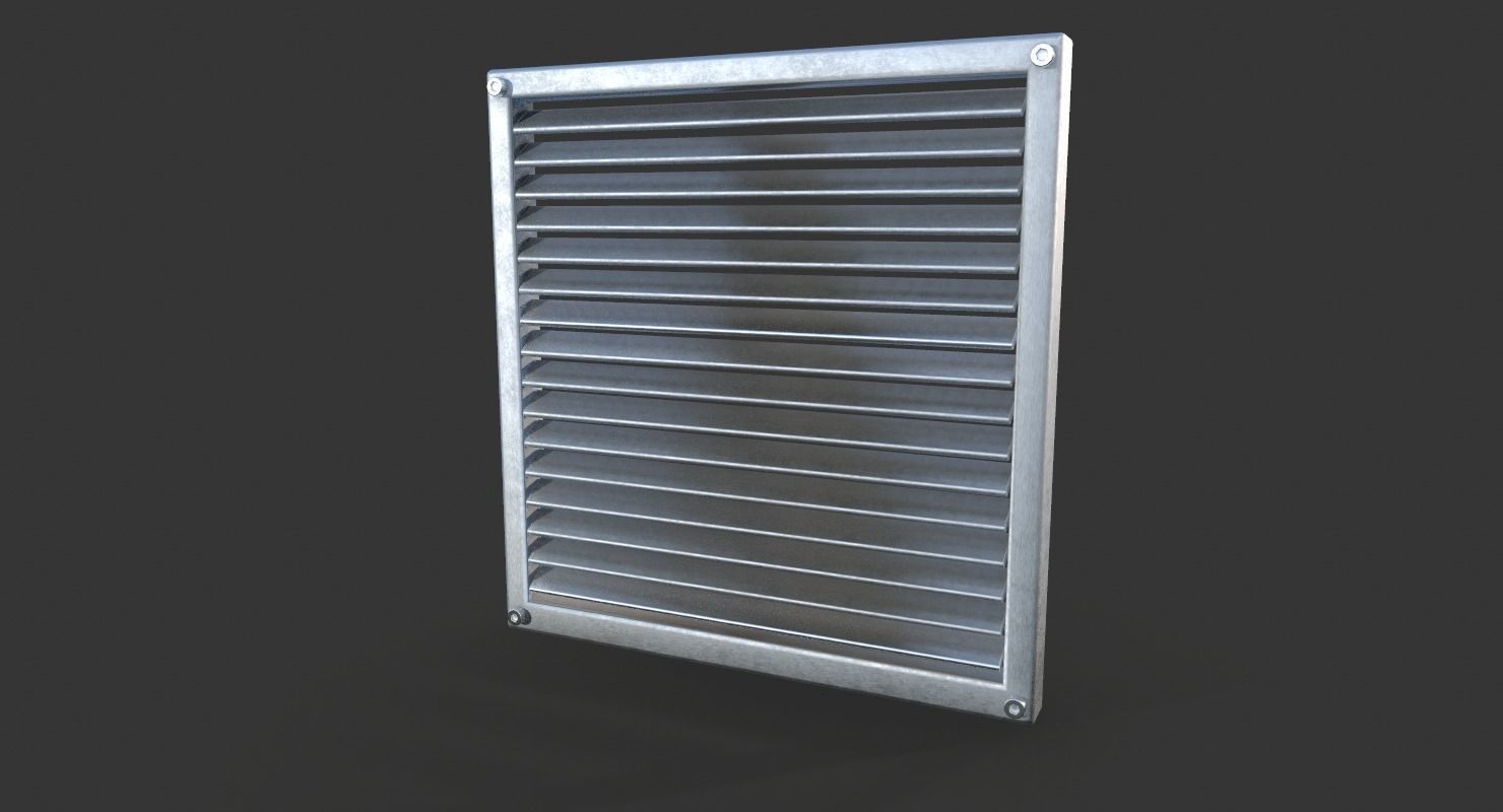 Aluminium Outdoor Exhaust Air Vent Low-poly 3D model_1