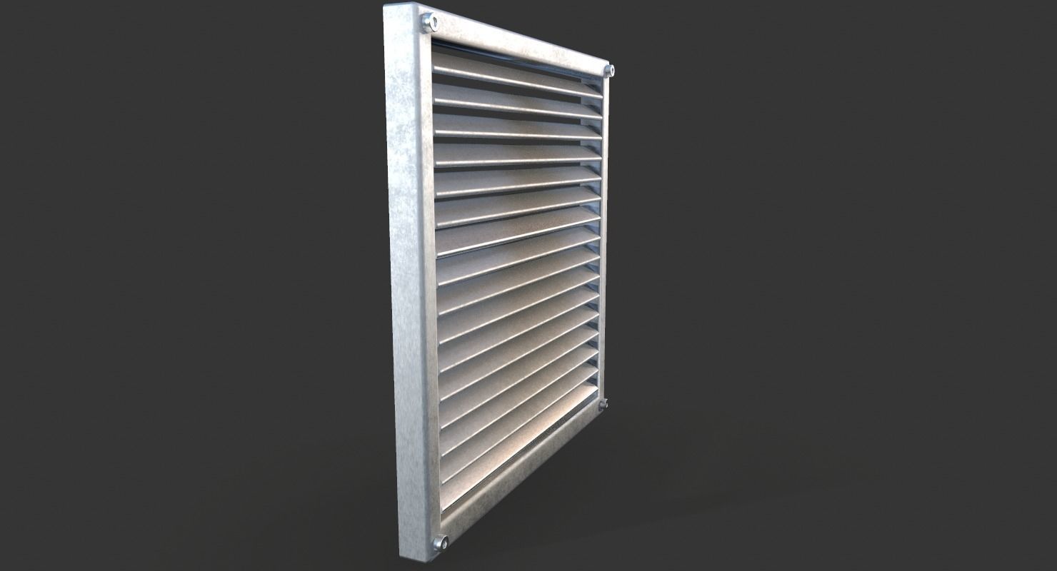Aluminium Outdoor Exhaust Air Vent Low-poly 3D model_3