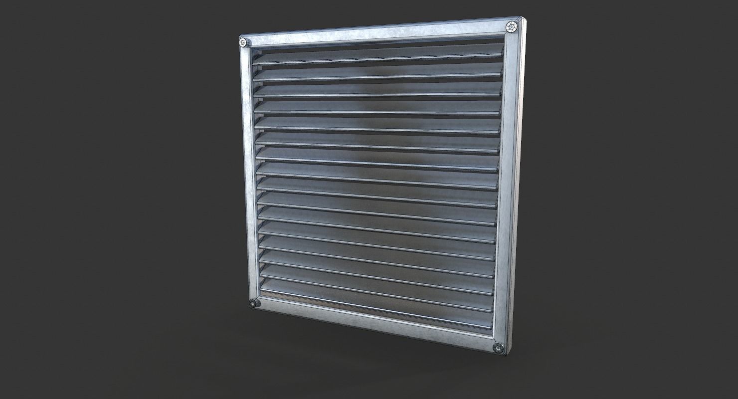 Aluminium Outdoor Exhaust Air Vent Low-poly 3D model_9