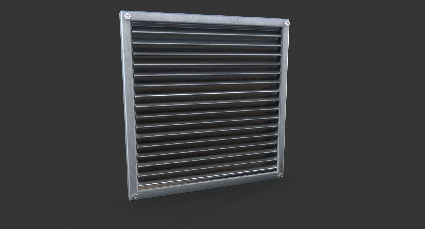 Aluminium Outdoor Exhaust Air Vent Low-poly 3D model_2