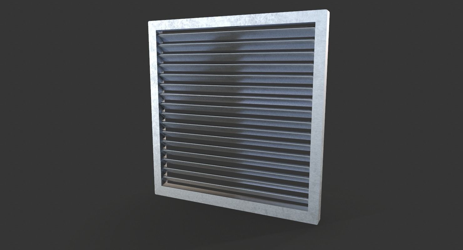 Aluminium Outdoor Exhaust Air Vent Low-poly 3D model_5
