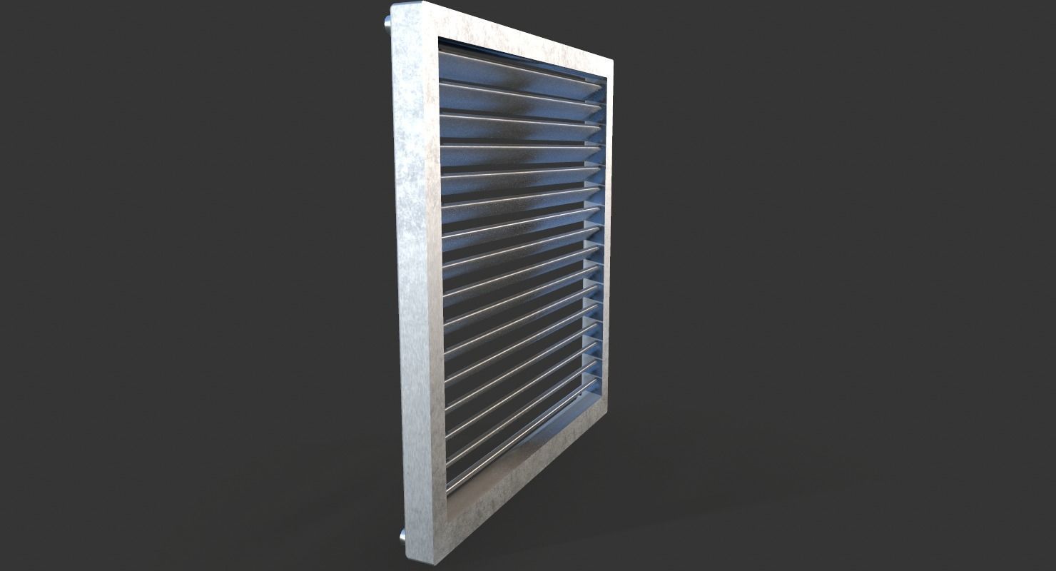 Aluminium Outdoor Exhaust Air Vent Low-poly 3D model_7