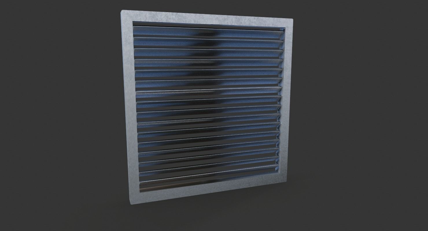Aluminium Outdoor Exhaust Air Vent Low-poly 3D model_6