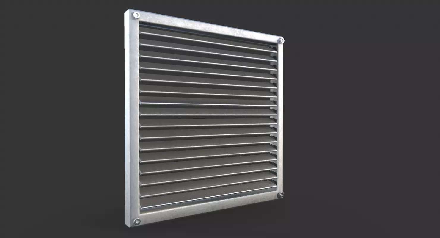 Aluminium Outdoor Exhaust Air Vent Low-poly 3D model_0