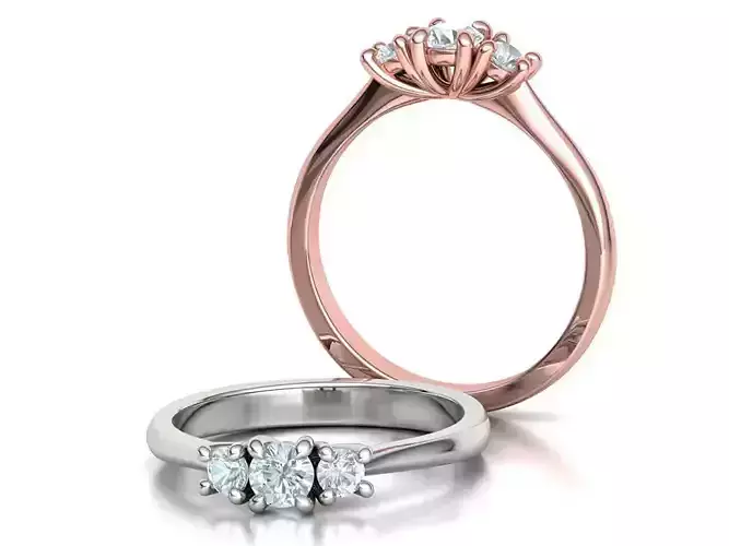 Three Stone Solitaire Promise Ring 3dmodel 4mm Gem