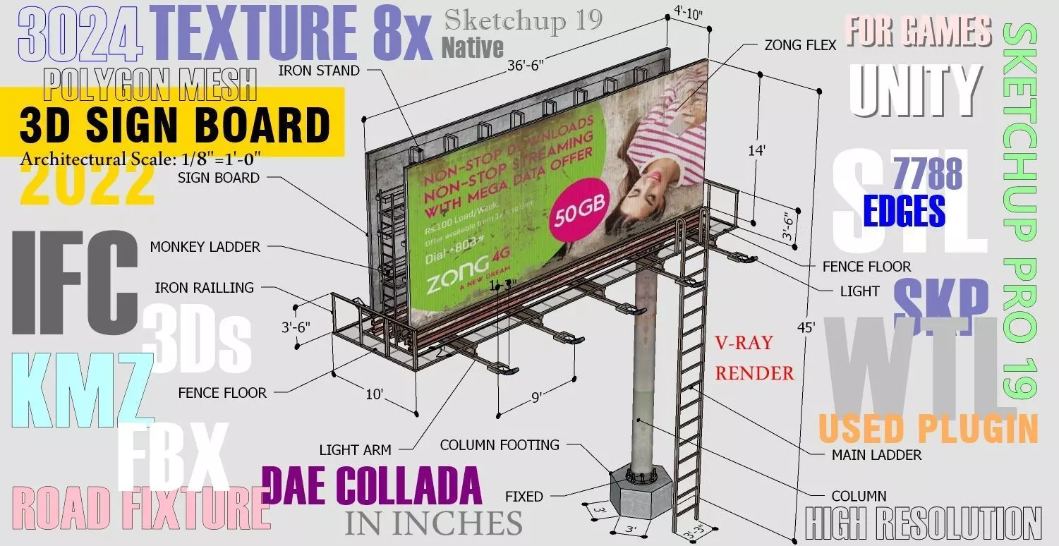 Realistic Billboard Low-poly 3D model_11