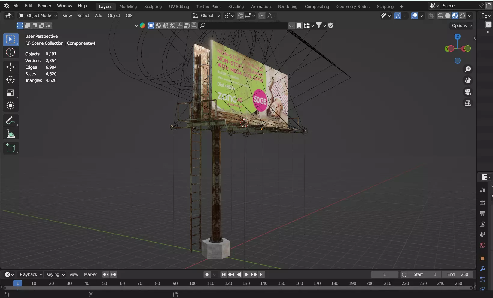 Realistic Billboard Low-poly 3D model_6