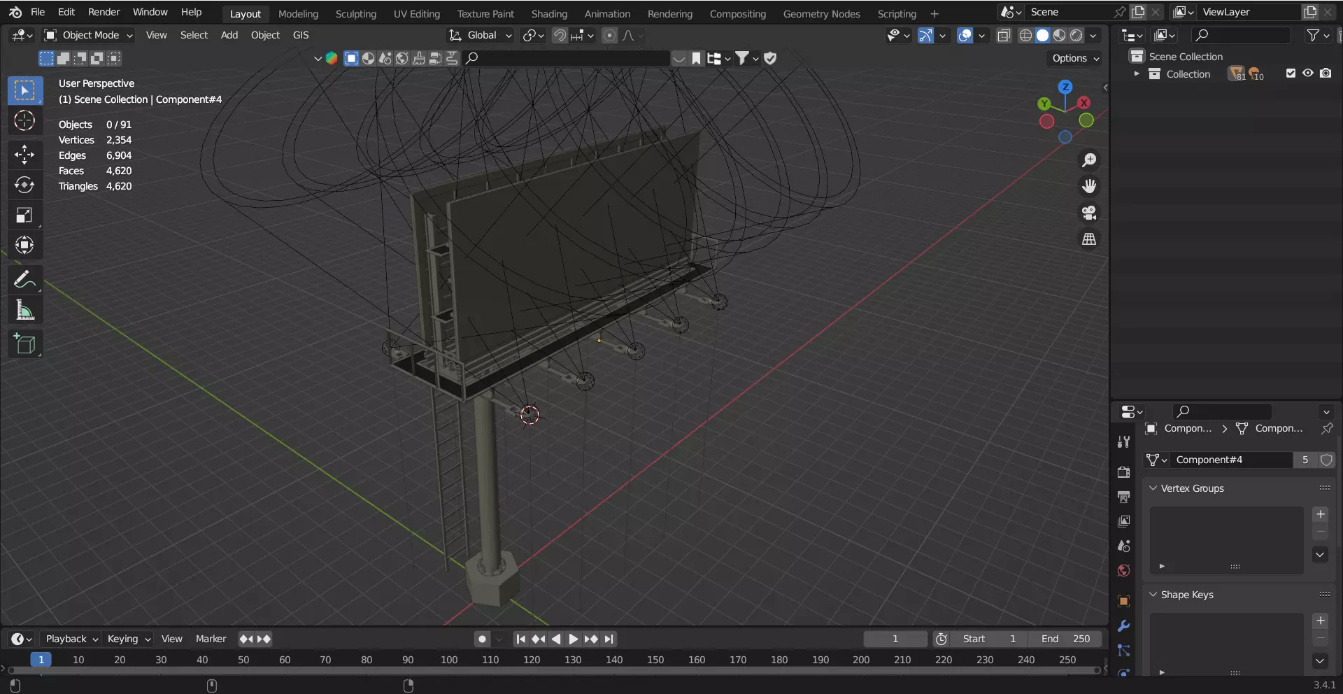 Realistic Billboard Low-poly 3D model_10