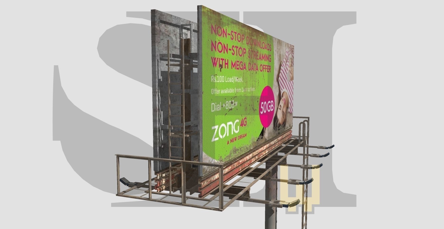 Realistic Billboard Low-poly 3D model_12